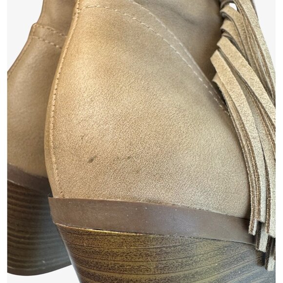 Sam Edelman Womens Leah Ankle Bootie Boot 8.5 M Tan Fringe Side Zip READ - Picture 8 of 10
